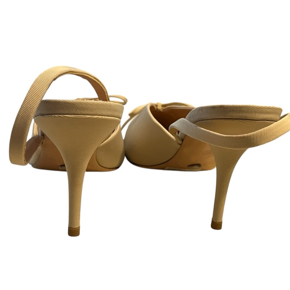 Tony Bianco Beige Pointed Toe Slingback Heels with Bow - Picture 5 of 11
